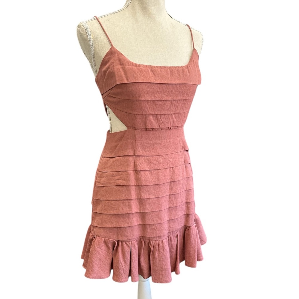 SAINTS & SECRETS Dress Pleated Cut-Out Waist Augustine Rose Women’s Size Small